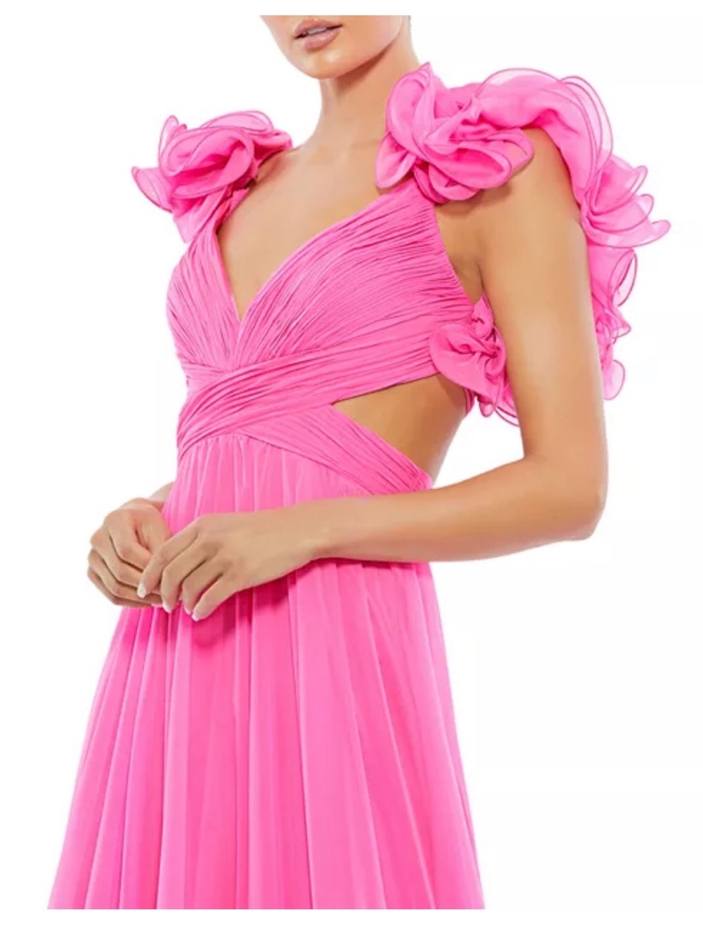 Mac Duggal Ruffle Tiered Cut-Out Chiffon Gown - Picture 3 of 4